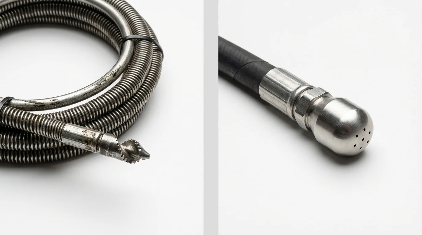 Drain snake cable and hydro jetting nozzle used for drain cleaning in Charlton, MA