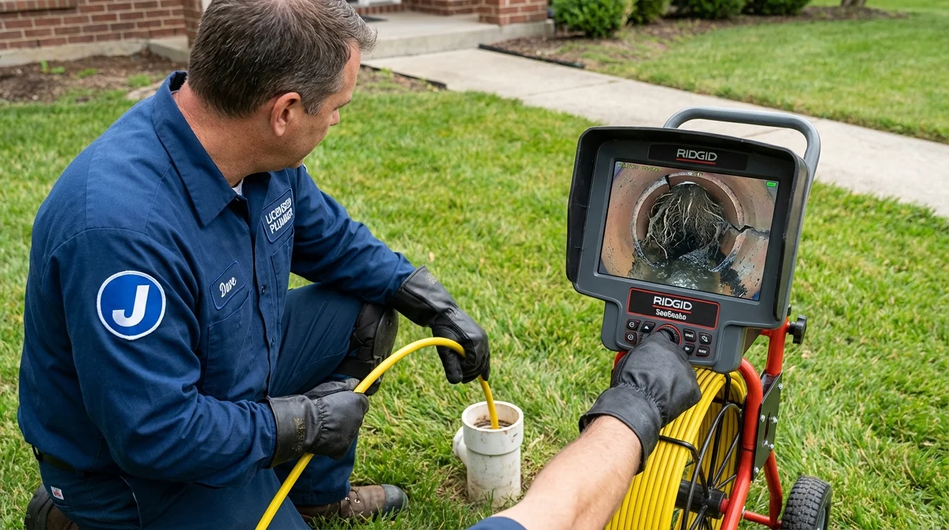 Sewer camera inspection being performed by Johns Plumbing LLC in Charlton